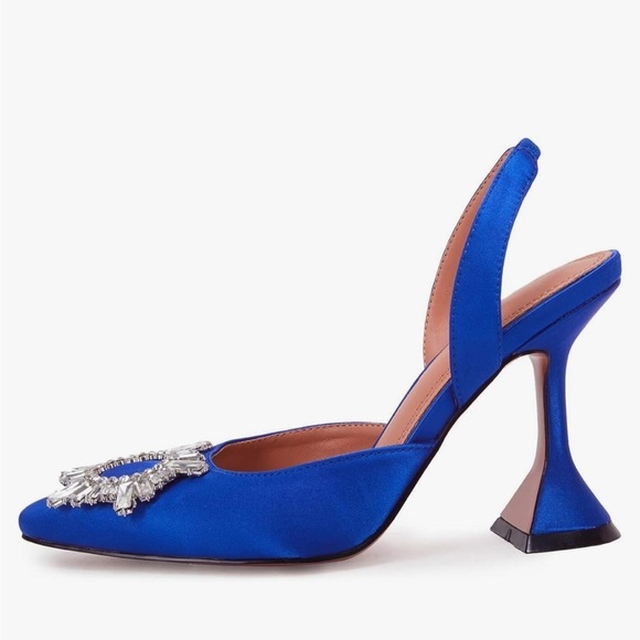 High Heel Crystal Slingback Pumps Pointed Toe Strappy Triangle Heeled new - Picture 2 of 7